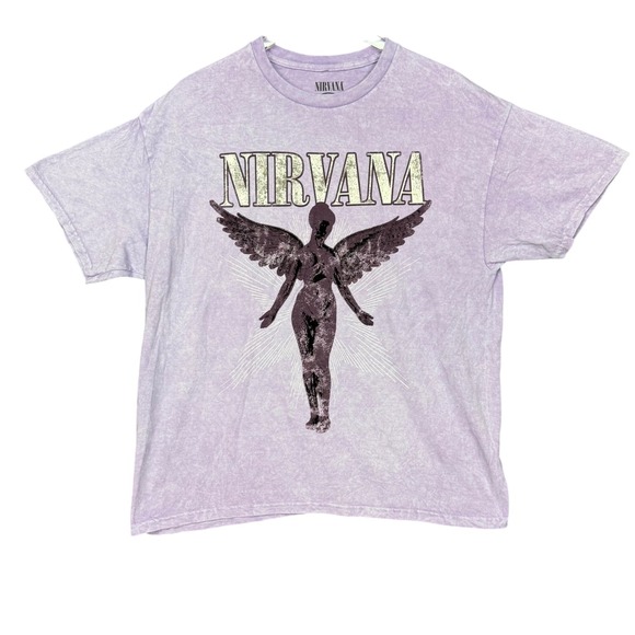 Nirvana Band Tee Mens XL Angel‎ Purple Graphic T-Shirt Short Sleeve Crew Neck - Picture 1 of 7
